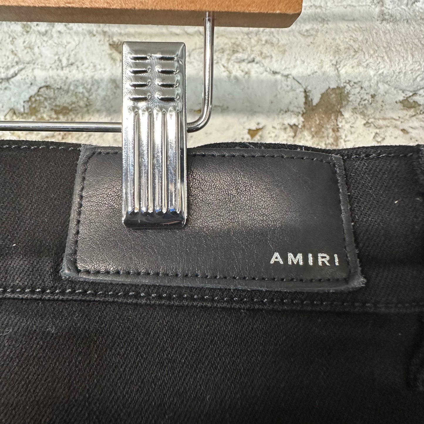 Amiri MX1 Brown Suede Black Denim Jeans Sz 36