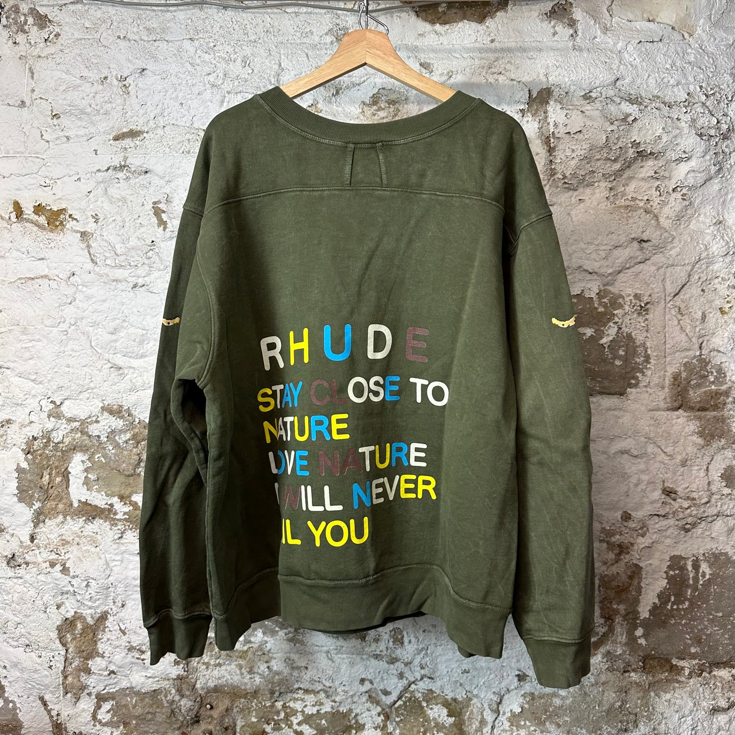 Rhude Nature Wolf Green Crewneck Sz XXL