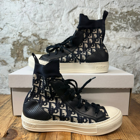 Dior High Walk n Dior Black Oblique White Sneaker Sz 5.5 (37.5)
