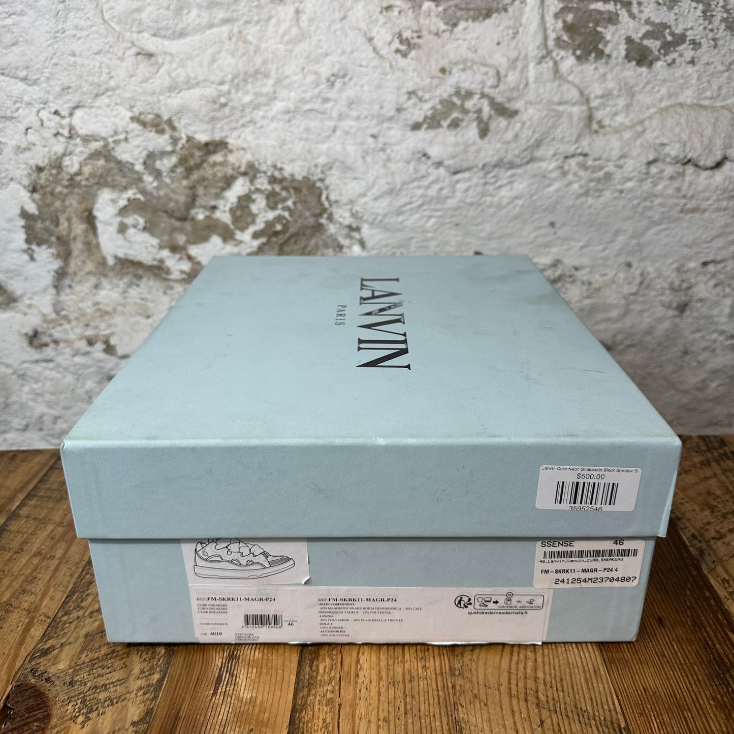 Lanvin Curb Neon Snakeskin Black Sneaker Sz 13 (46)