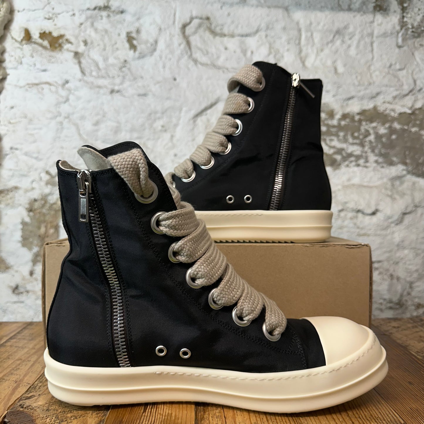 Rick Owens High Jumbo Lace Black Milk Sneaker Sz 12 (45)