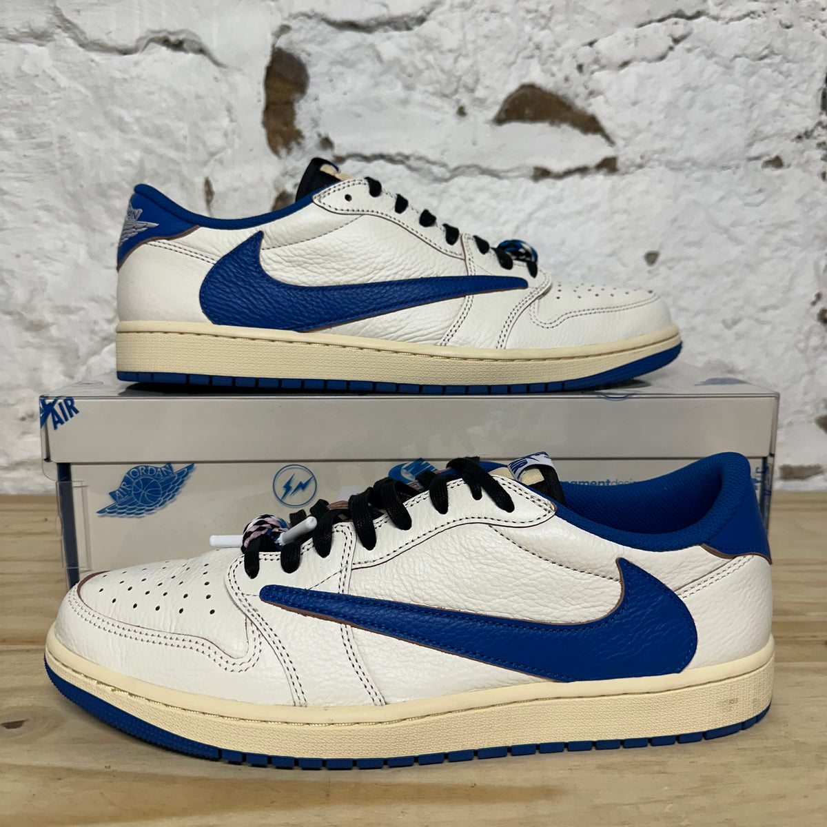 Air Jordan 1 Low Travis Scott Fragment Sail Military Blue Sz 13