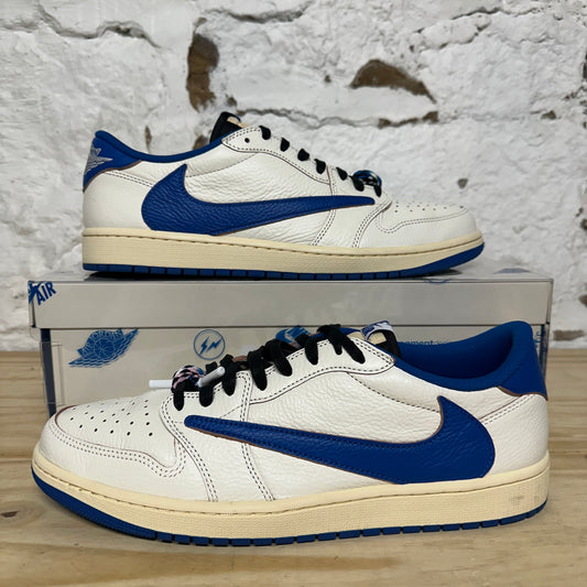 Air Jordan 1 Low Travis Scott Fragment Sail Military Blue Sz 13