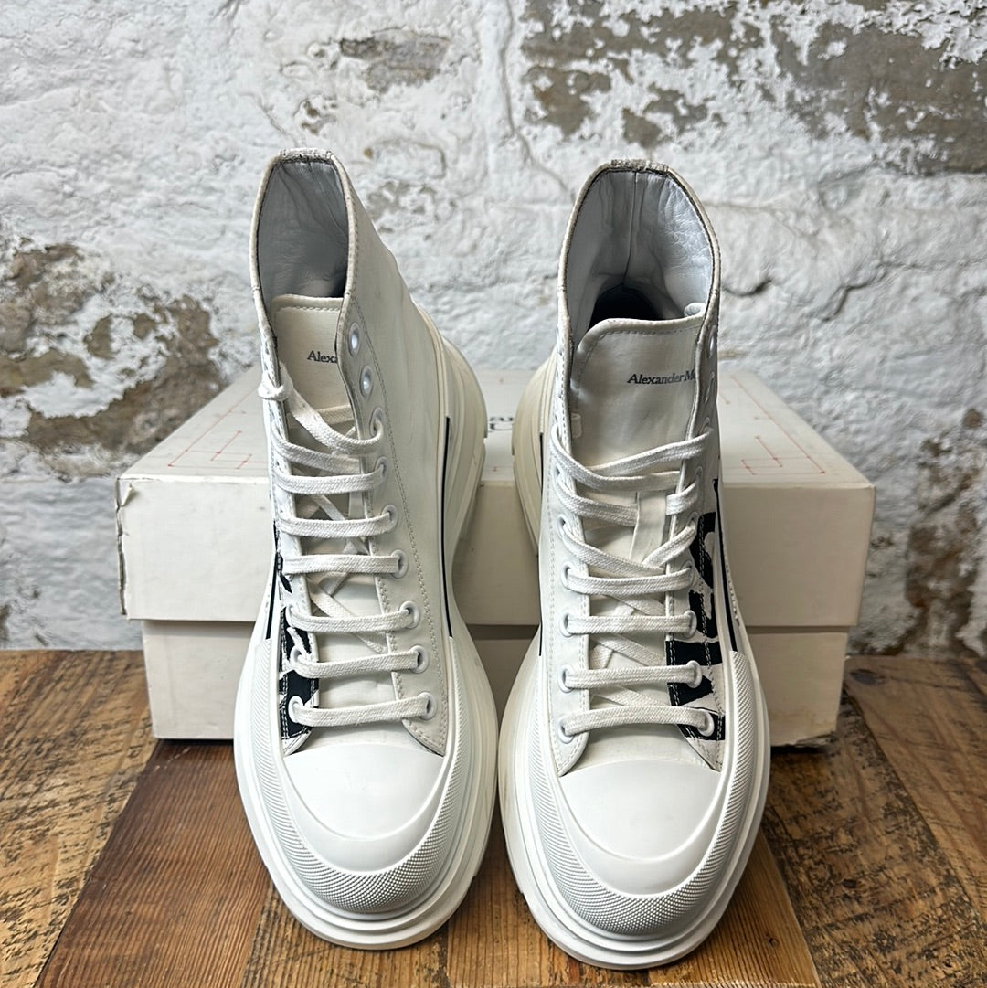 Alexander Mcqueen Spellout Tread High Boot White Sz 8 (41)