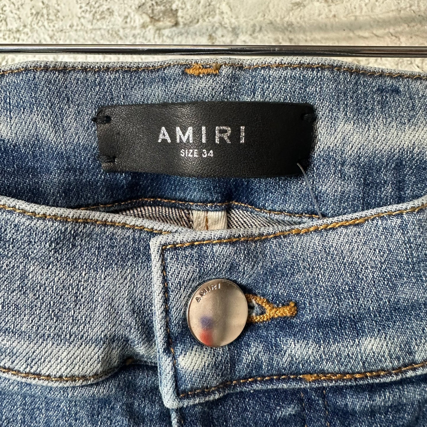 Amiri MX1 Blue Paisley Blue Denim Jeans Sz 34