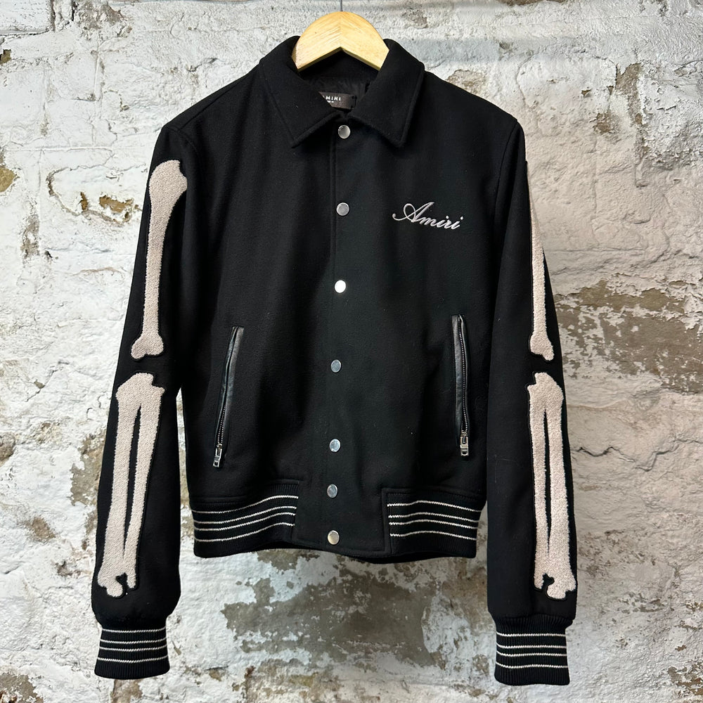 Amiri Cream Bones Black Varsity Jacket Sz S (46)