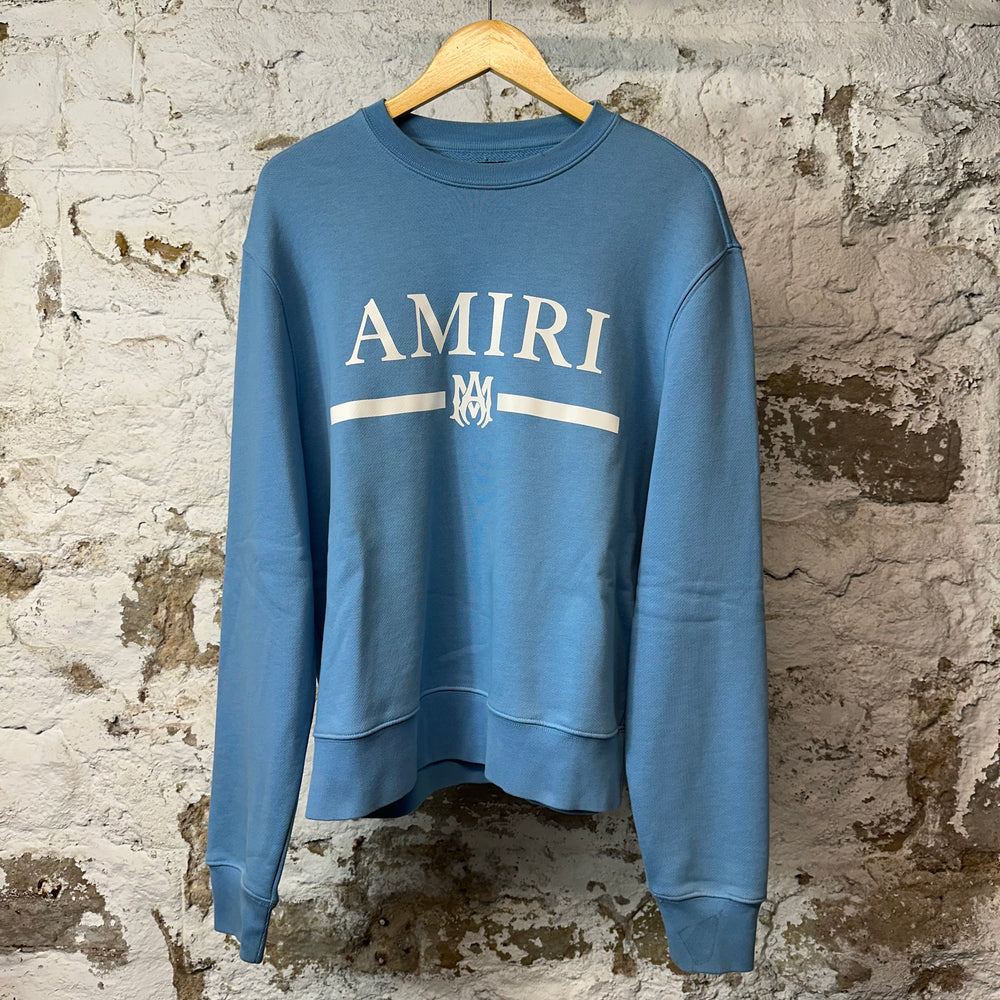 Amiri White Bar Logo Crewneck Blue Sz L