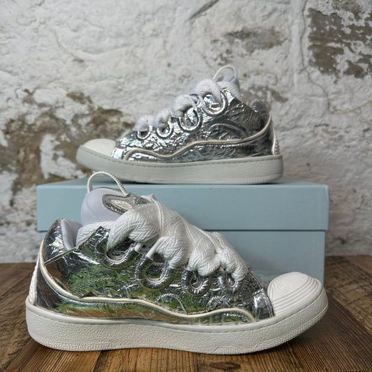 Lanvin Curb White Silver Foil Sneaker
