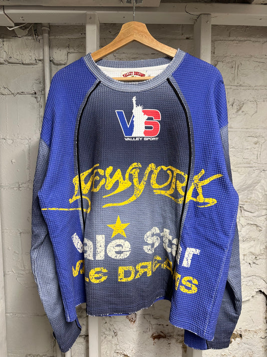 Vale New York Blue Thermal Longsleeve T-Shirt Sz XL