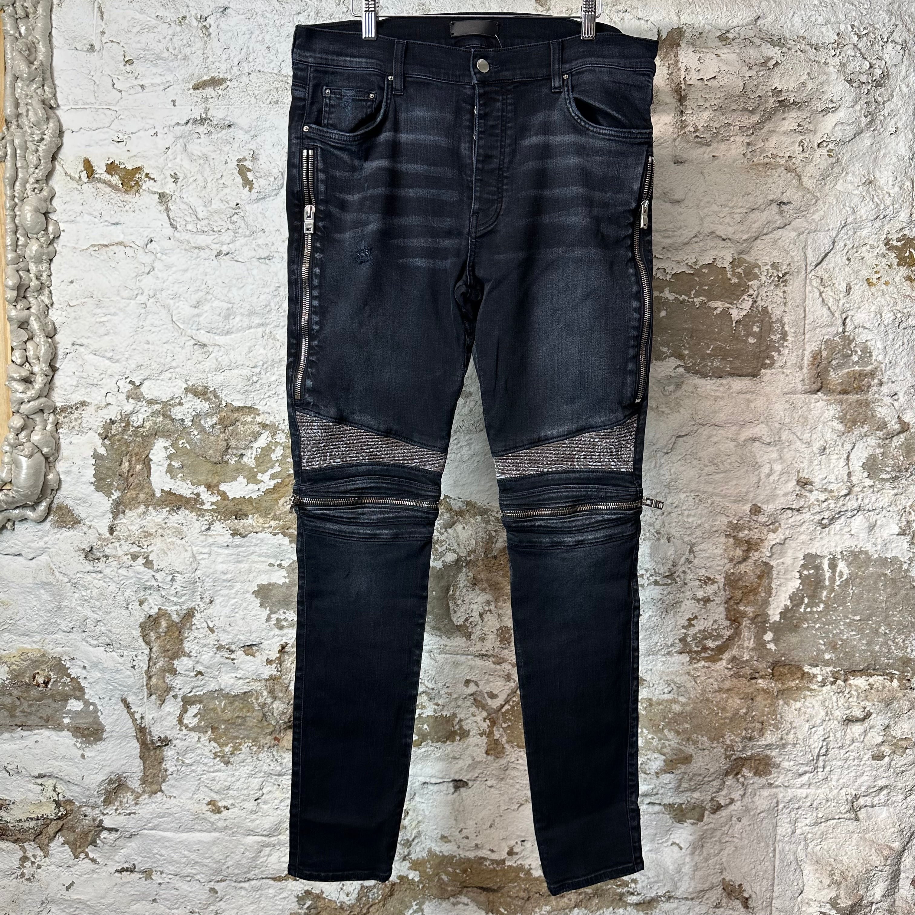 Amiri MX2 Brown Paisley Black Denim Jeans Sz 36