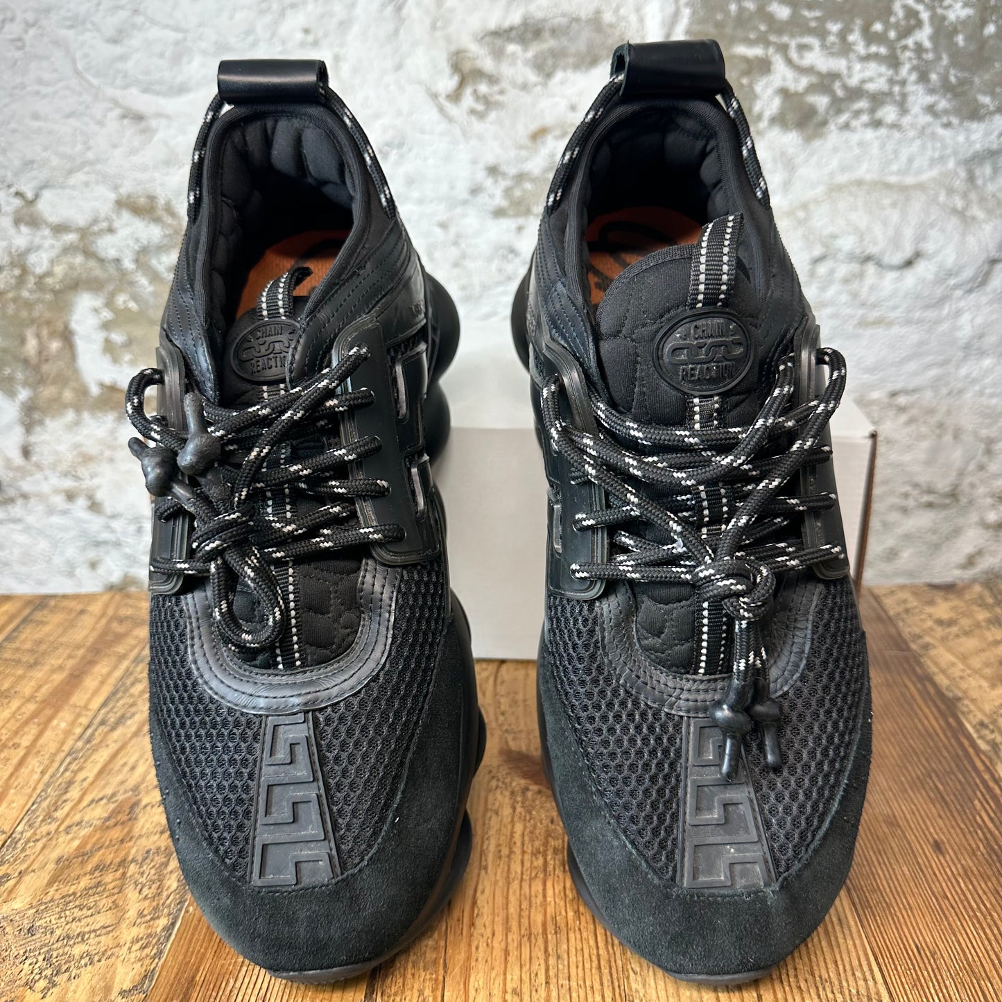 Versace Chain Reaction Triple Black Sneaker Sz 12 (45)