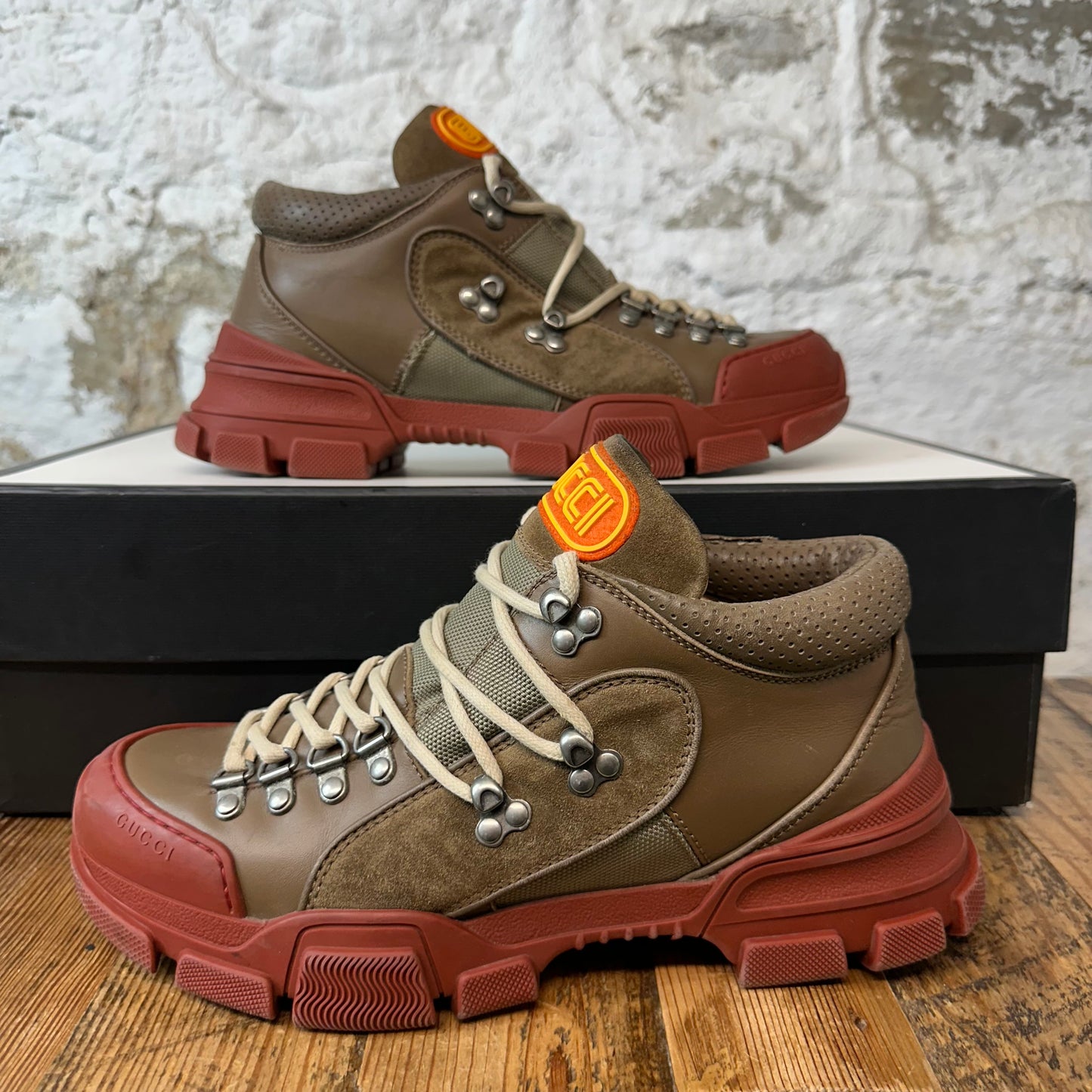 Gucci Flashtrek Brown Maroon Boot Sneaker Sz 7