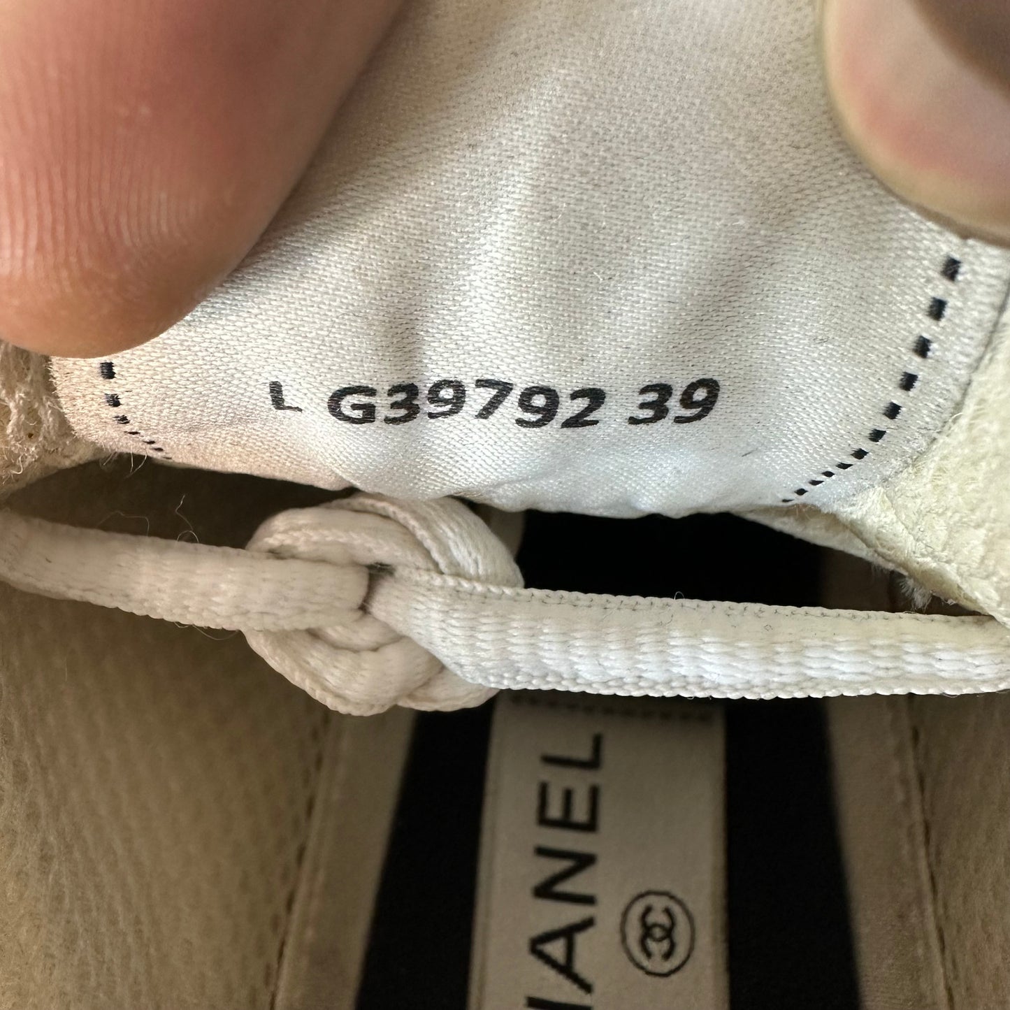 Chanel CC Silver Cream Trainer Sneaker Sz 6.5 (39)
