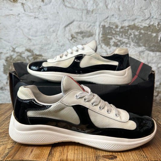 Prada Americas Cup Black Patent White Sneaker Sz 8.5