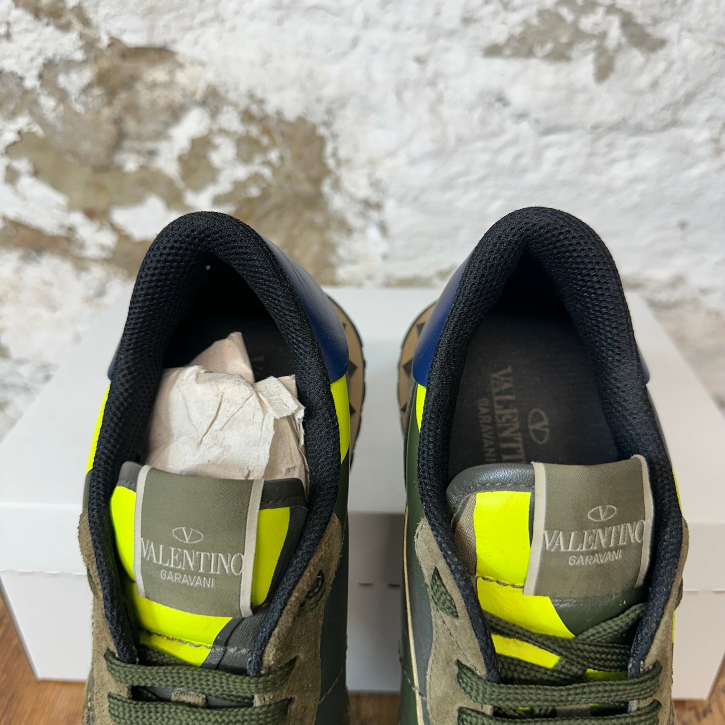Valentino Green Yellow Camo Rock Runner Sneaker Sz 10 (43) No Box