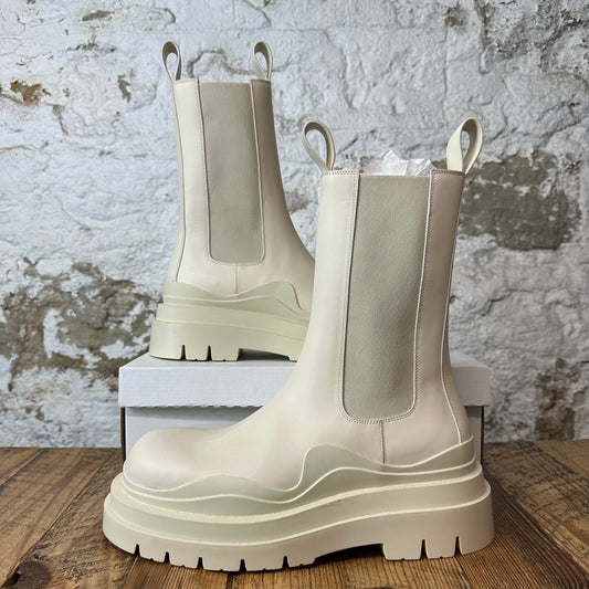 Bottega Veneta Beige Leather Tire Chelsea Boot Sz 10 (43) DS