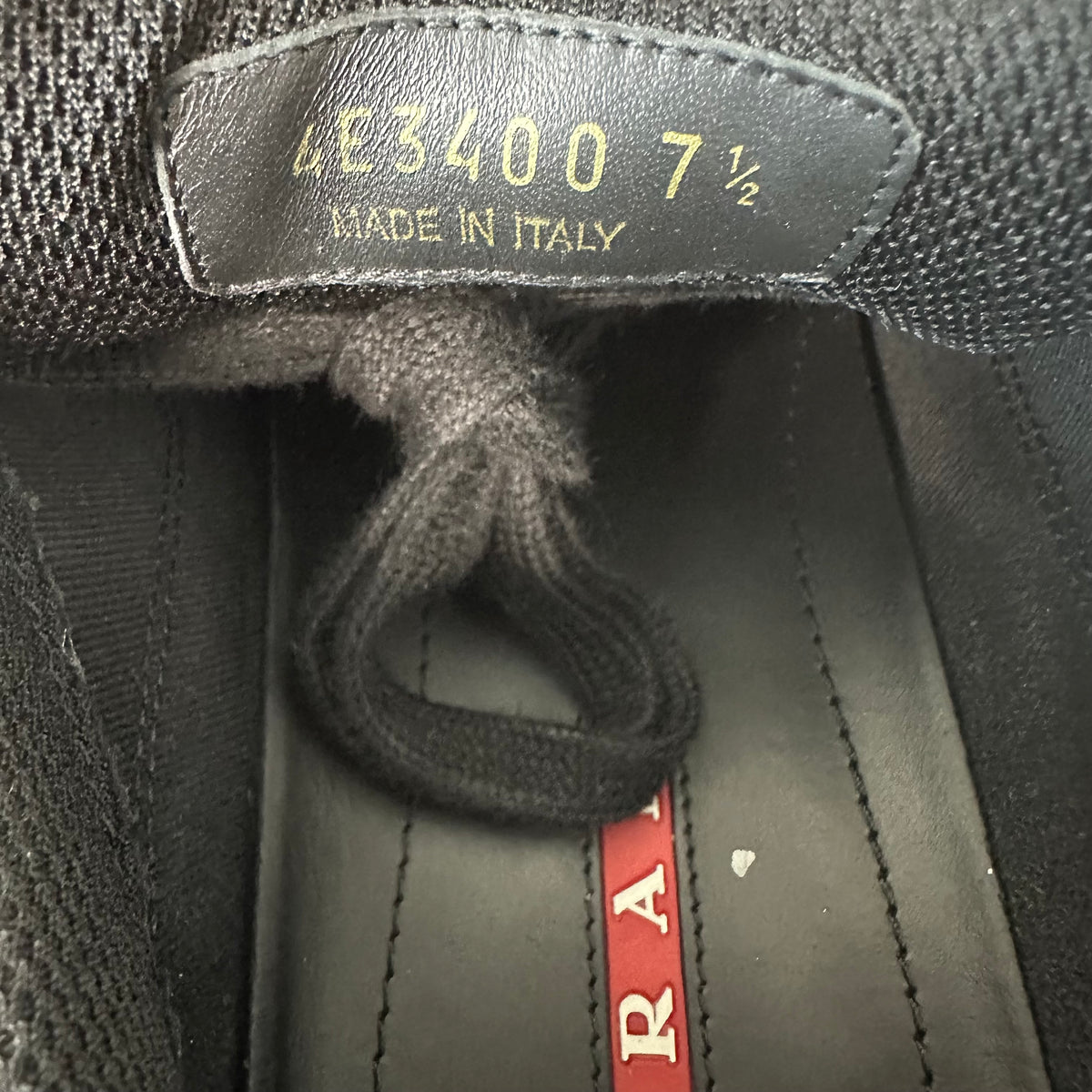 Prada Americas Cup Triple Black Patent Sneaker Sz 7.5