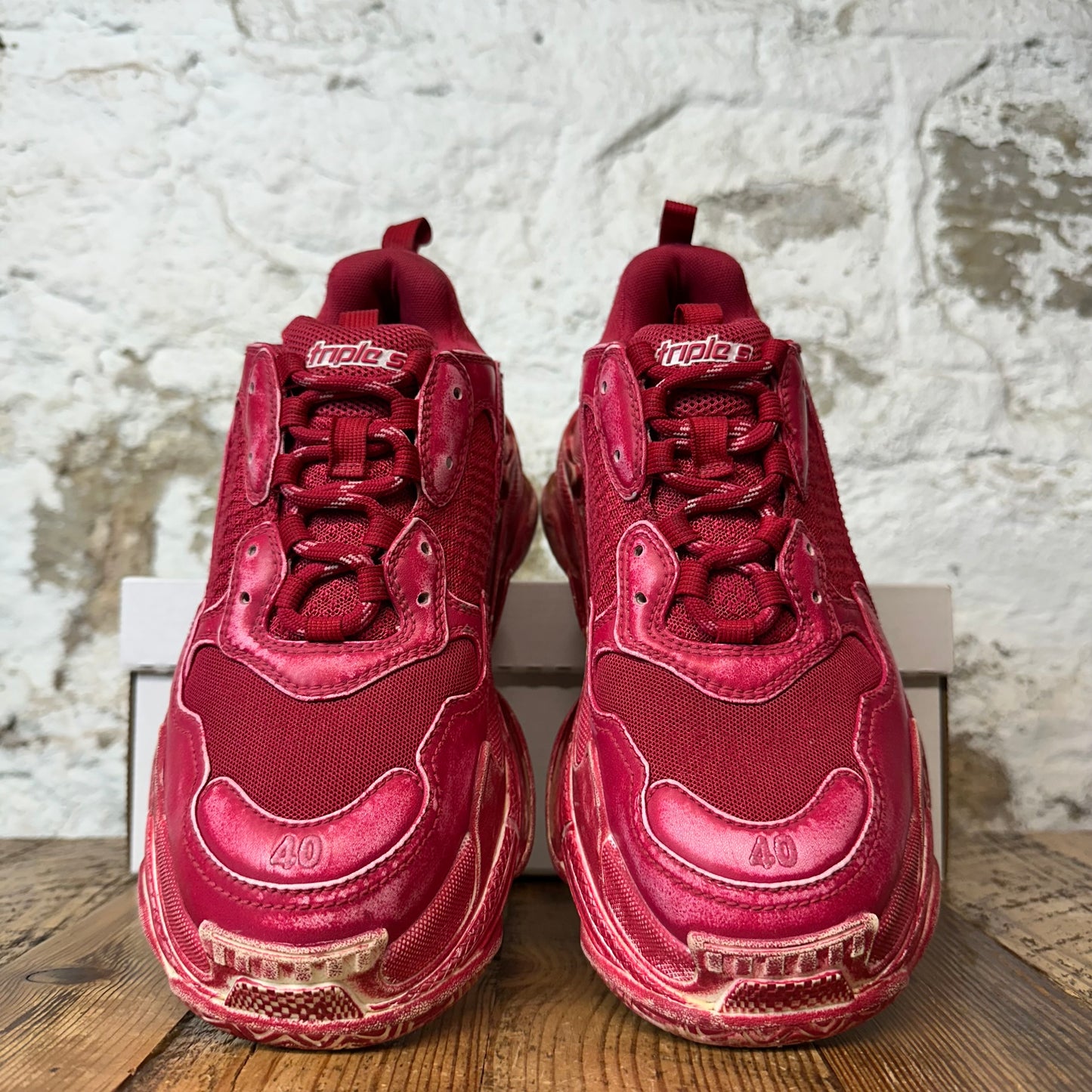 Balenciaga Triple S Red Dyed Sneaker Sz 7 (40)