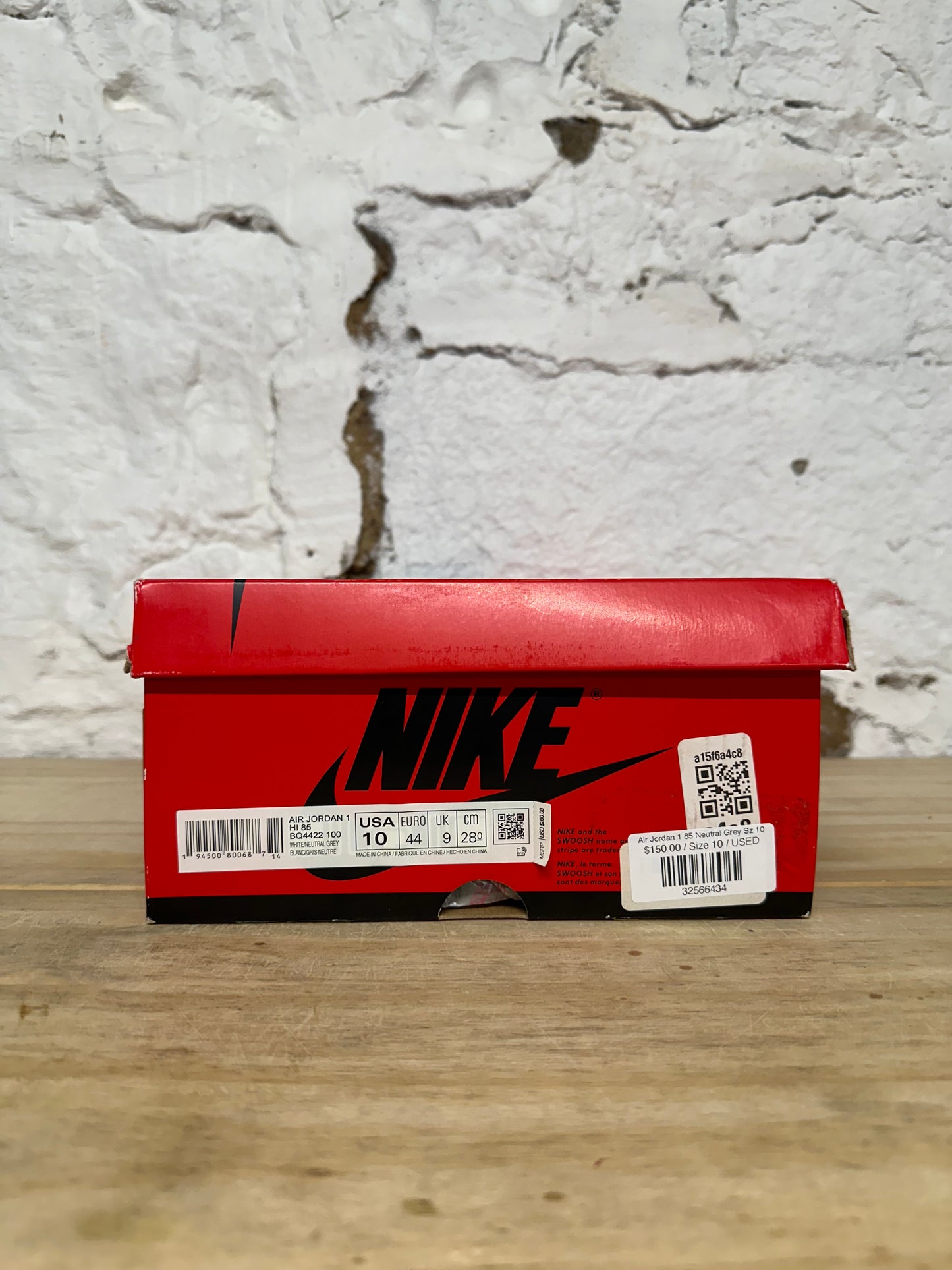 Air Jordan 1 High '85 Neutral Grey Sz 10