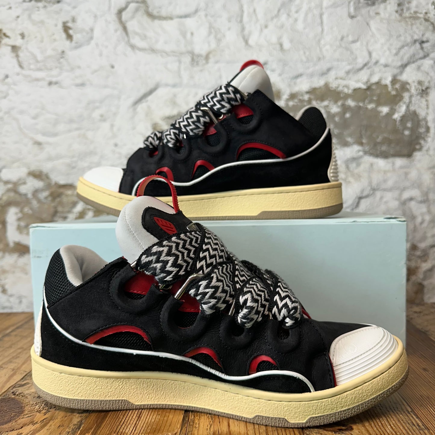 Lanvin Curb Black White Red Sneaker Sz 10 (43)