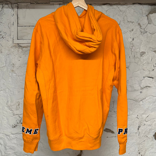 Supreme Orange Sleeve Spellout Hoodie Sz M