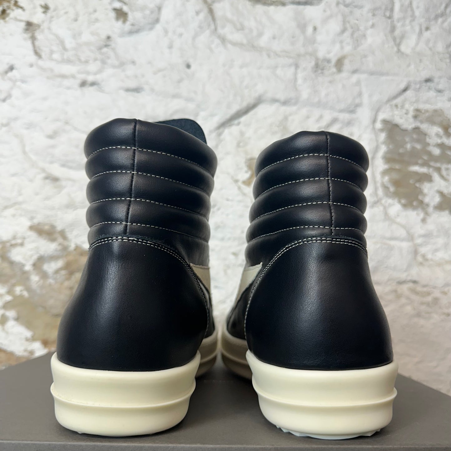 RIck Owens High Vintage Black Leather Milk Sneaker Sz 13 (46) DS