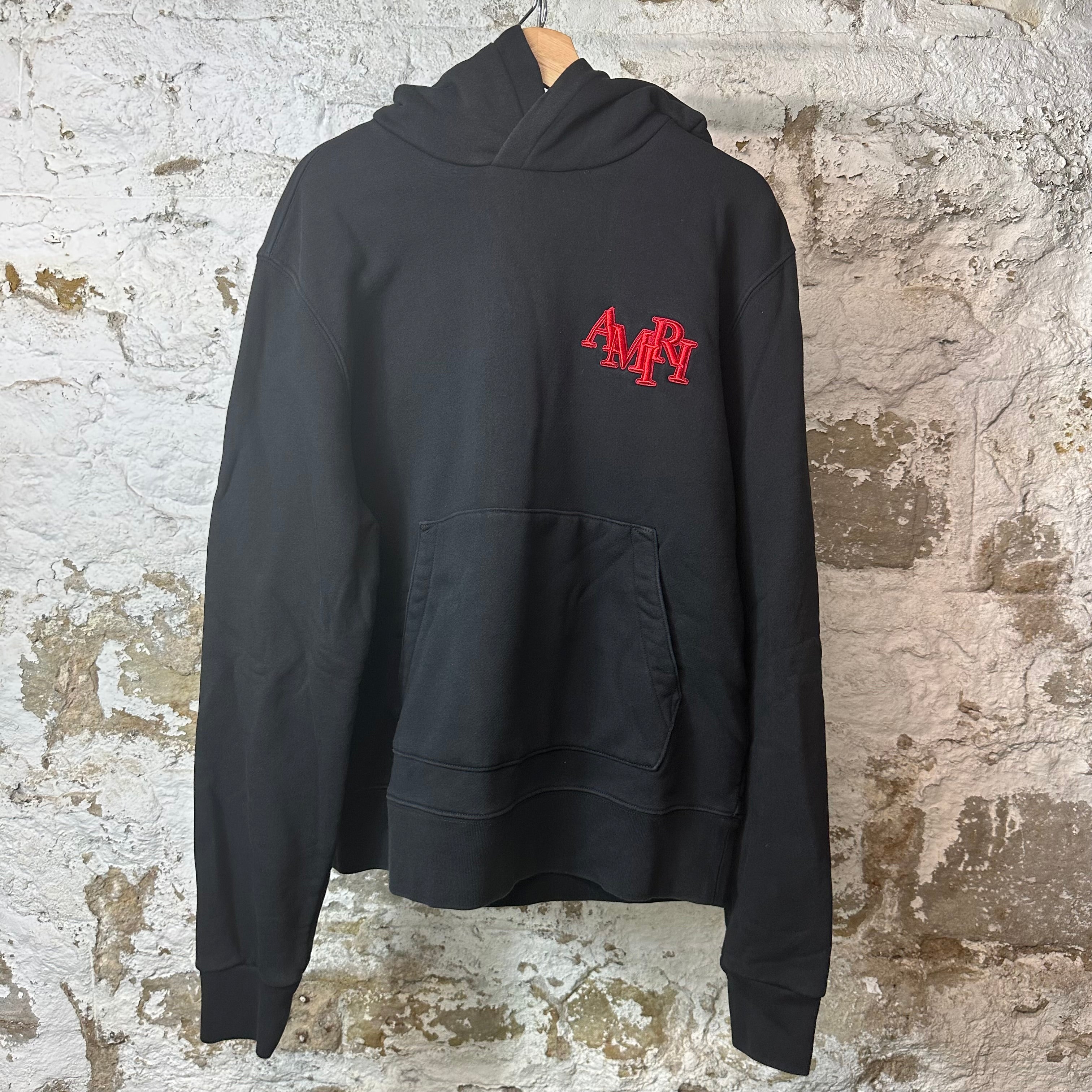 Amiri Red Embroidered Stagger Spell Hoodie Black Sz M