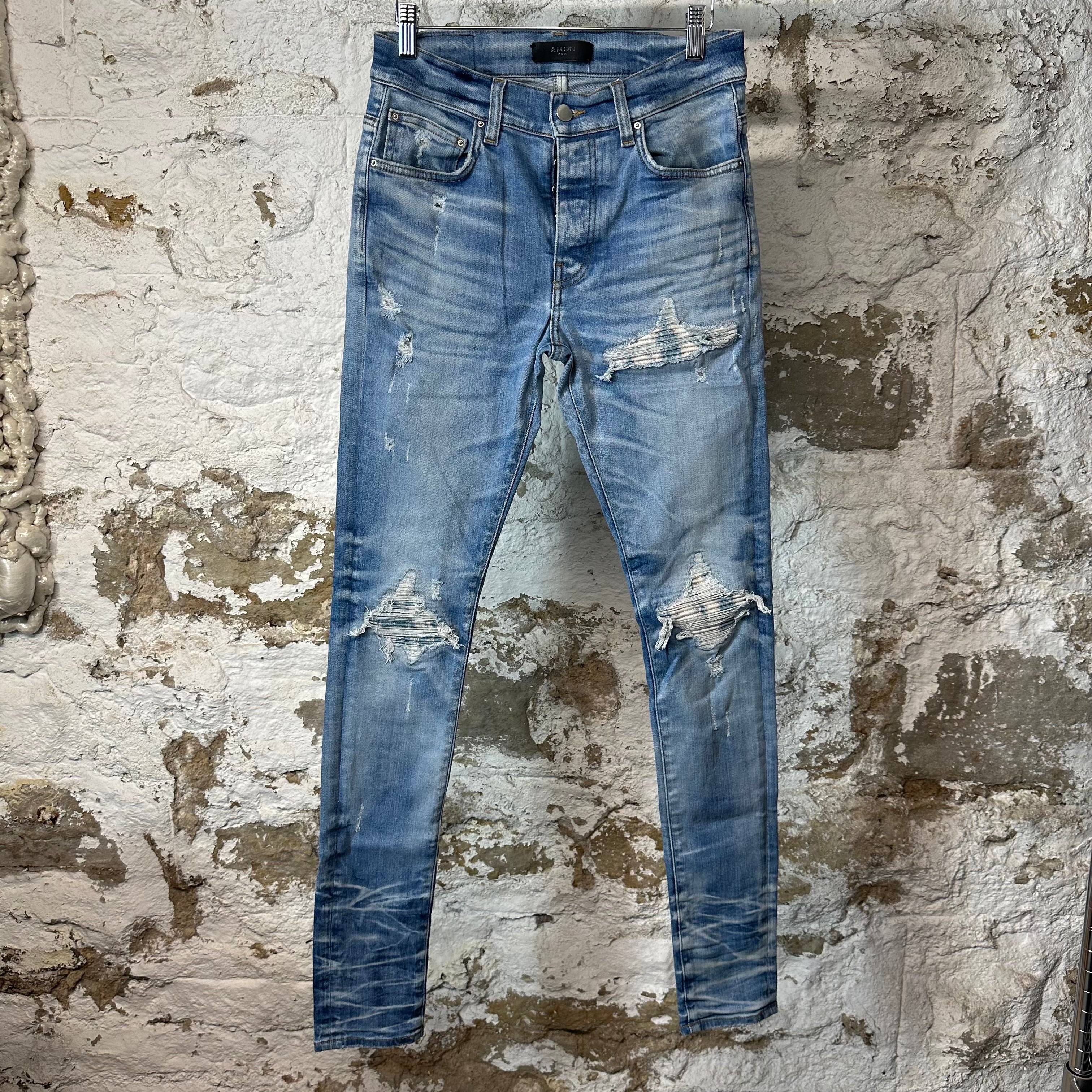 Amiri MX1 Sky Blue Cream Blue Denim Jeans Sz 29