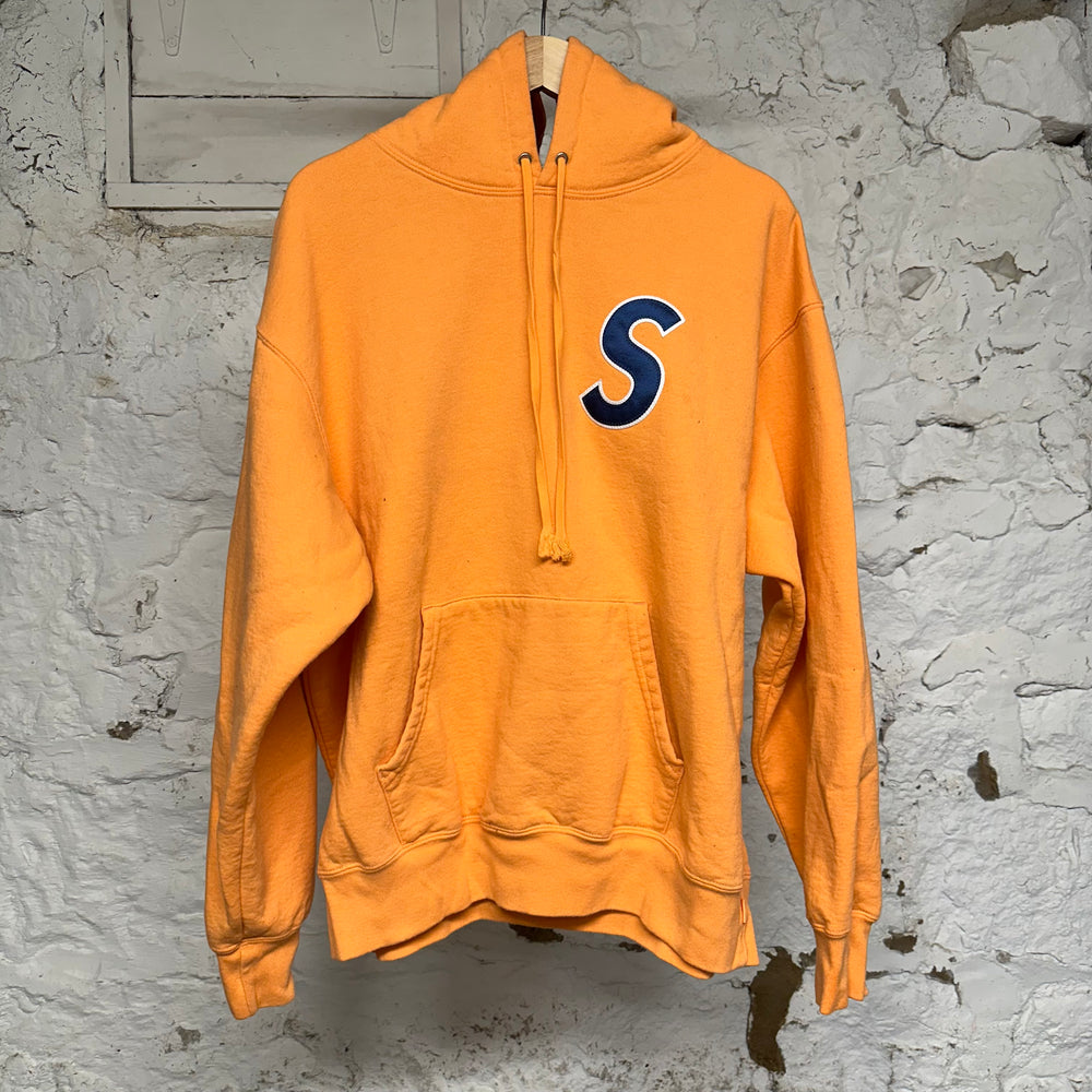 Supreme S Logo S/S25 Orange Navy Hoodie Sz L