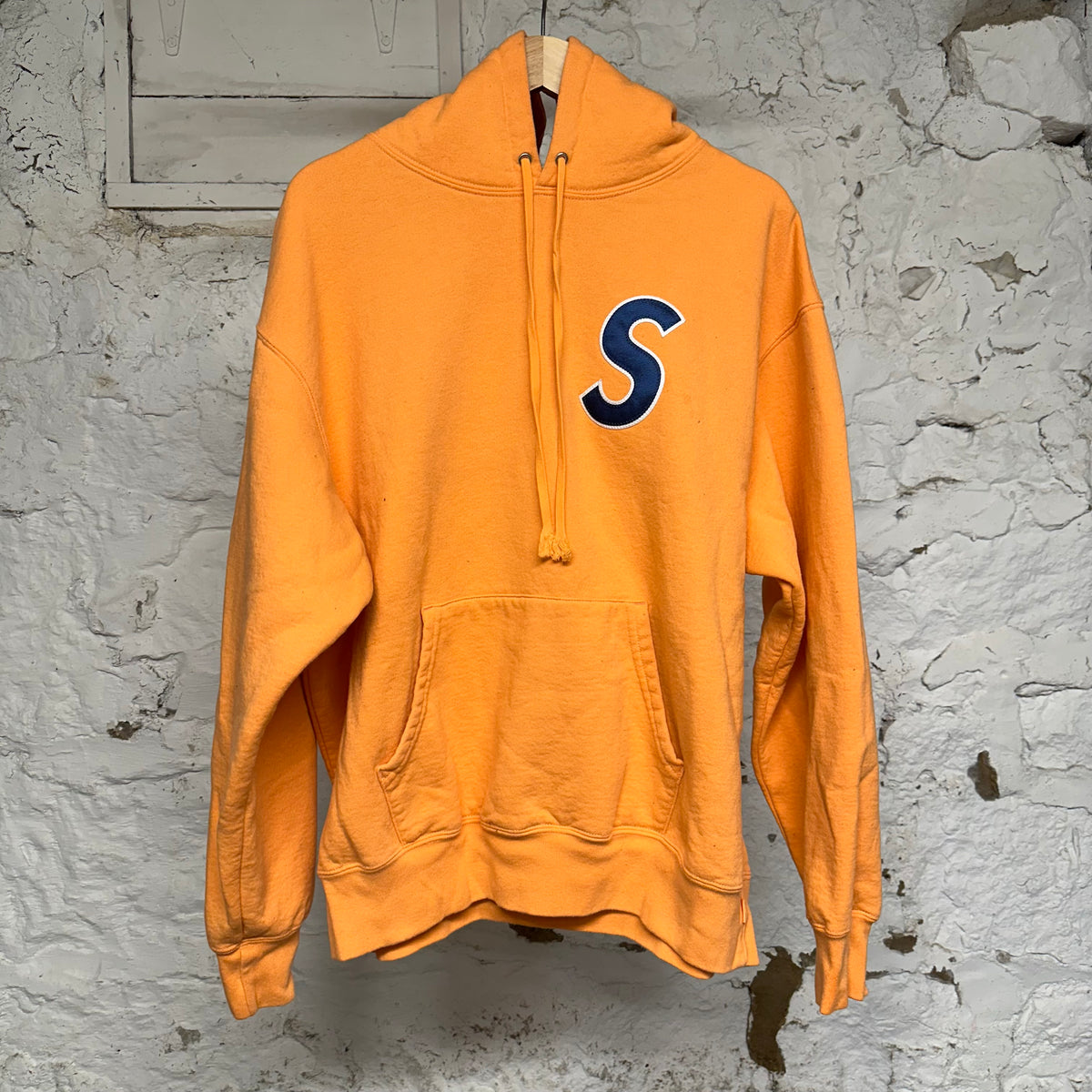 Supreme S Logo S/S25 Orange Navy Hoodie Sz L