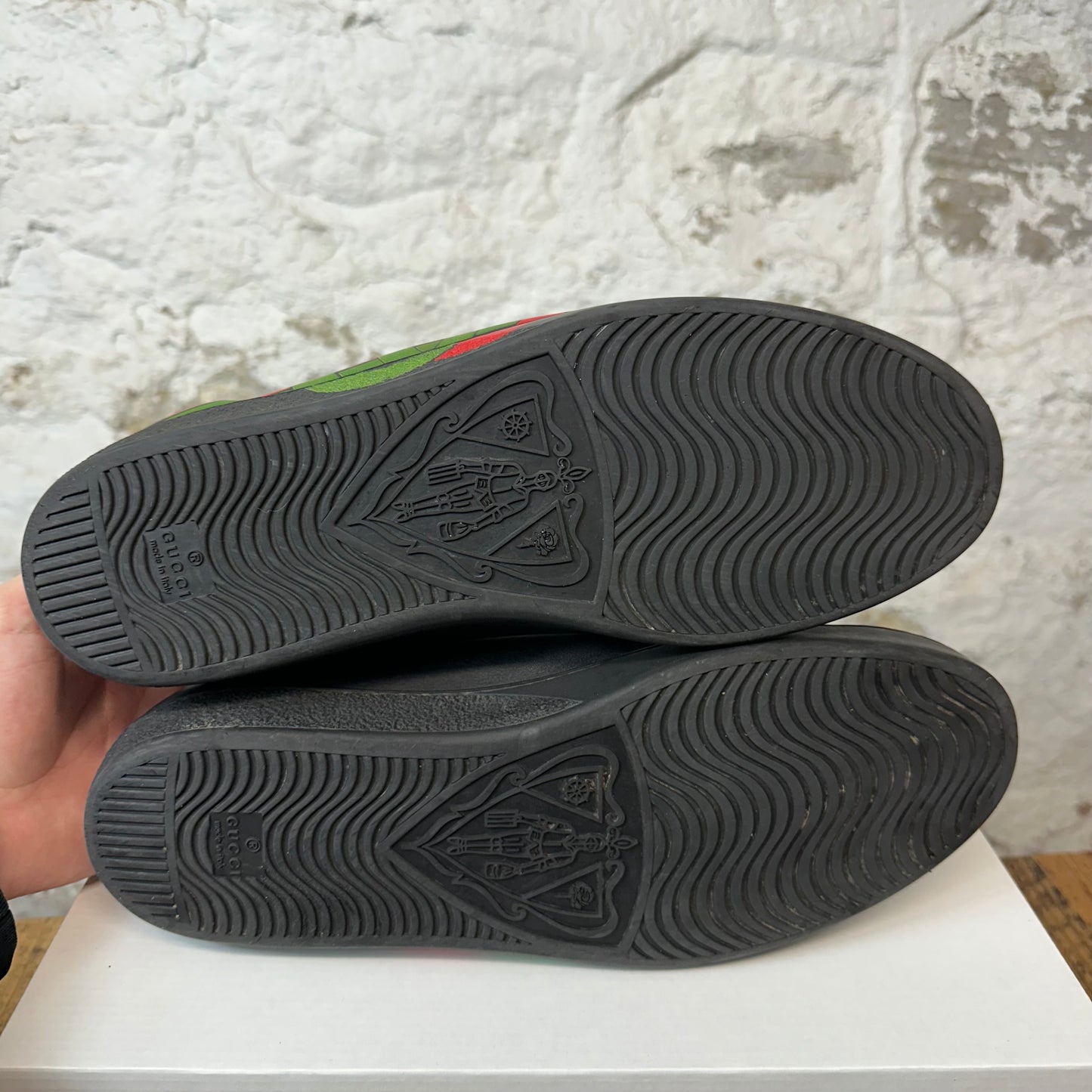 Gucci Green Red Logo Black Ace Sneaker Sz 12 No Box