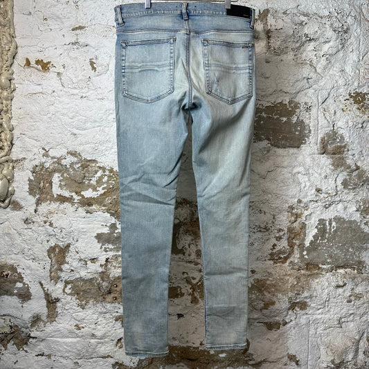 Amiri MX1 Green Suede Blue Denim Jeans Sz 34
