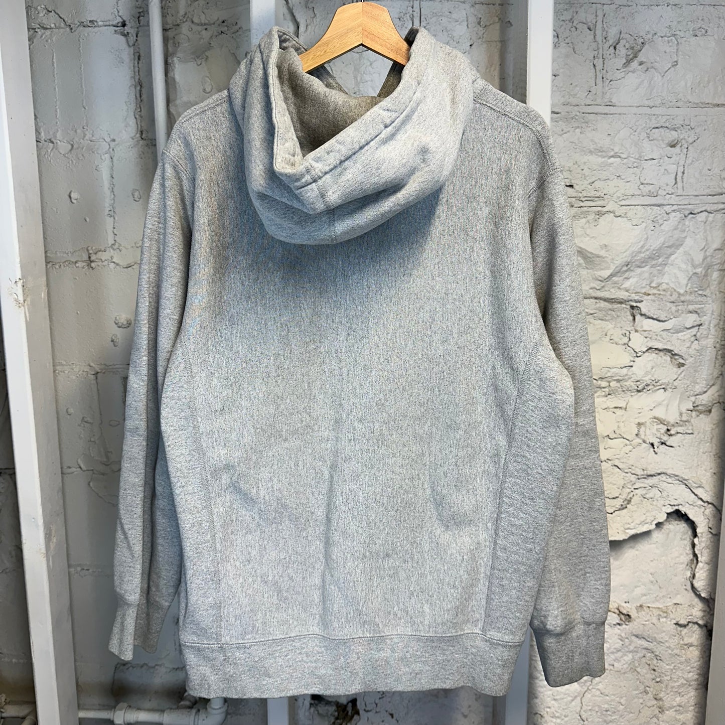 Supreme Green Felt Spellout Grey Hoodie Sz L