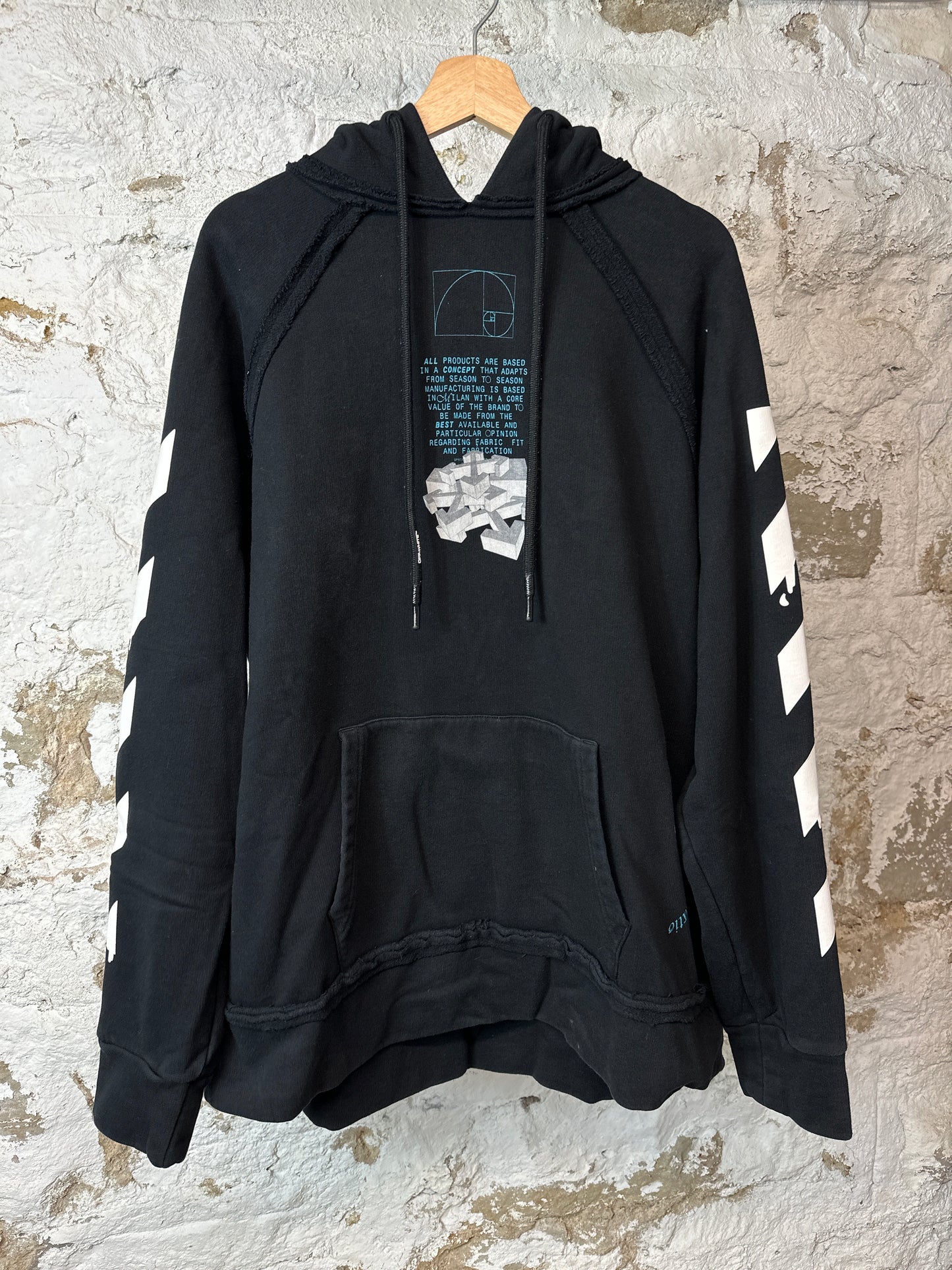 Off-White Teal Golden Ratio Hoodie Black Sz M