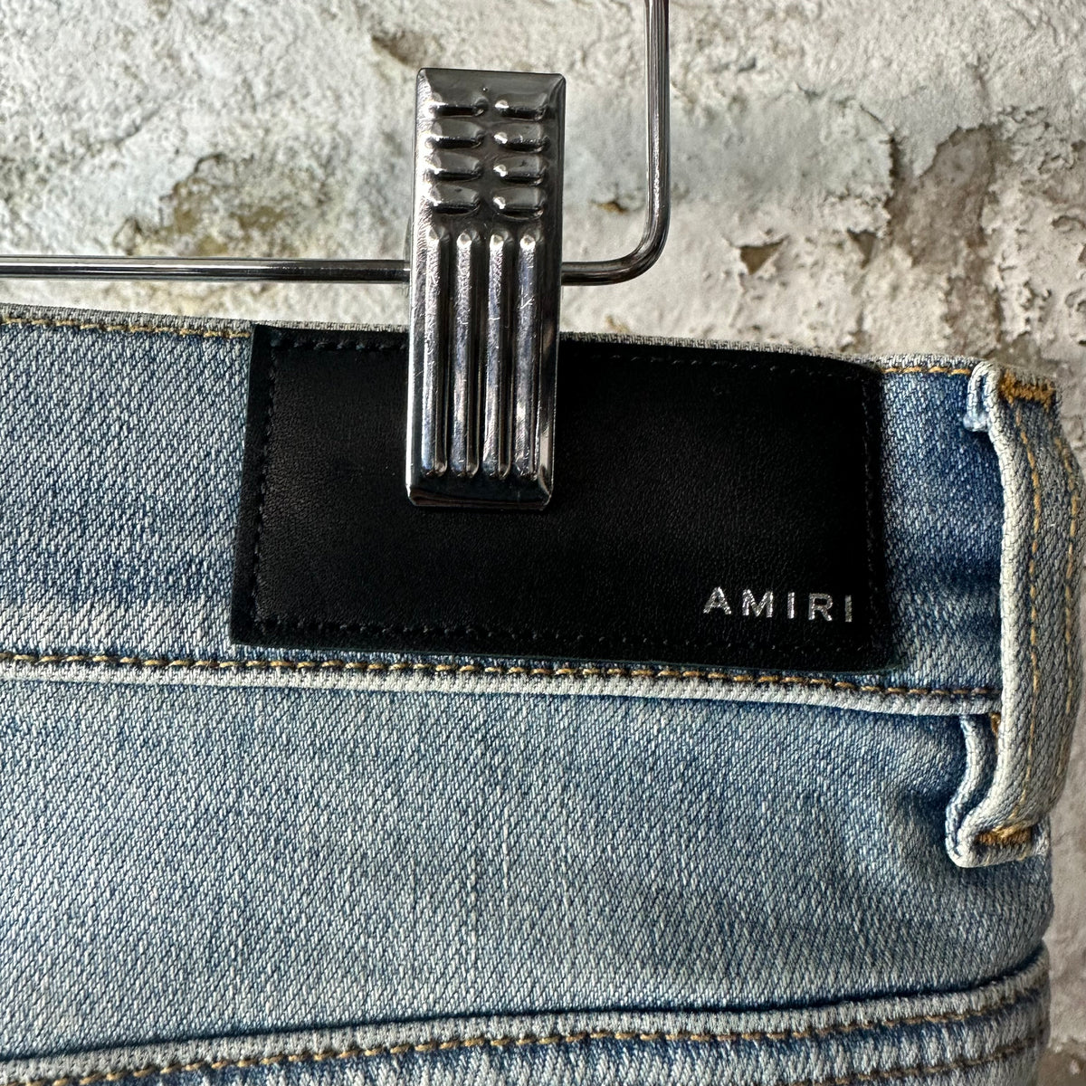 Amiri MX1 Light Blue Suede Blue Denim Jeans Sz 31
