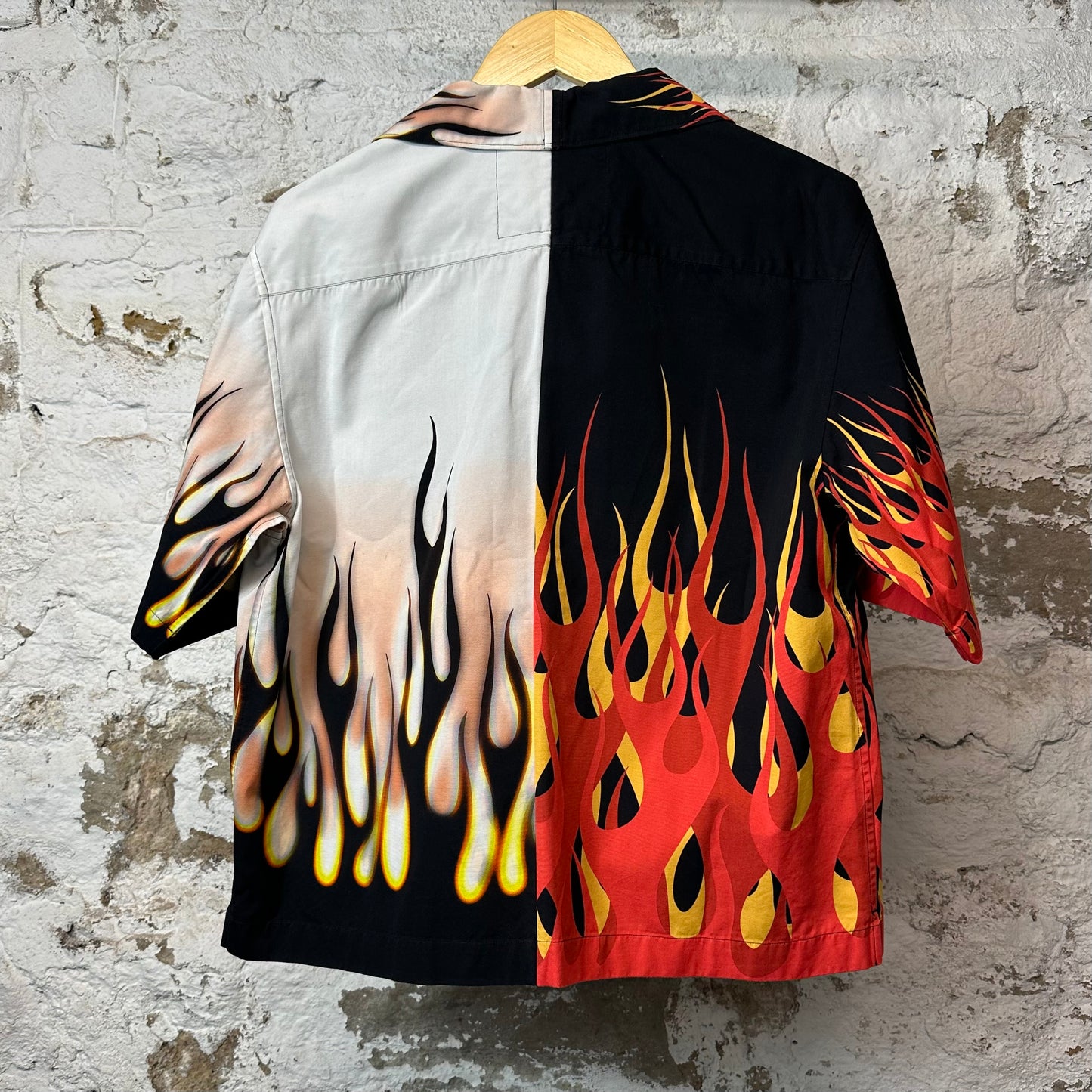 Prada Double Match Flames Button Up Shirt Sz M