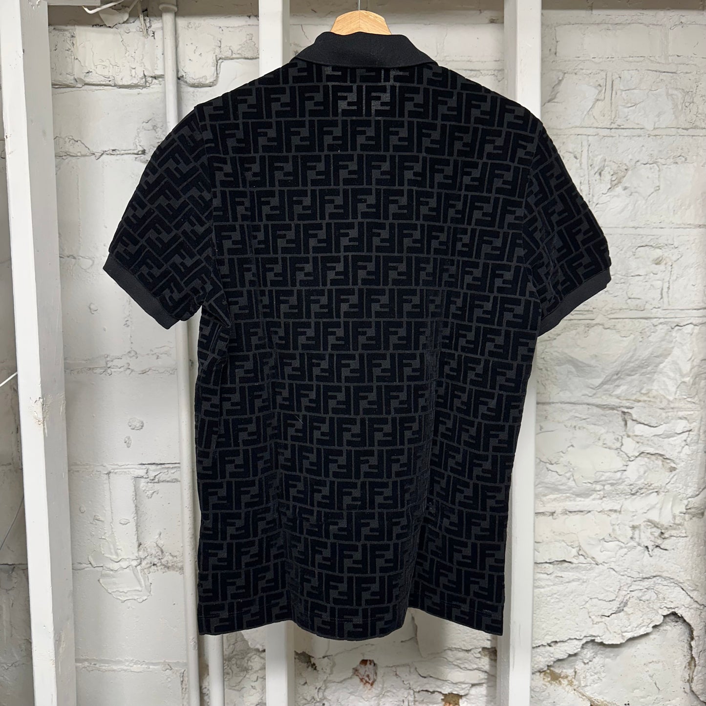 Fendi Black Felt Monogram Polo Sz M