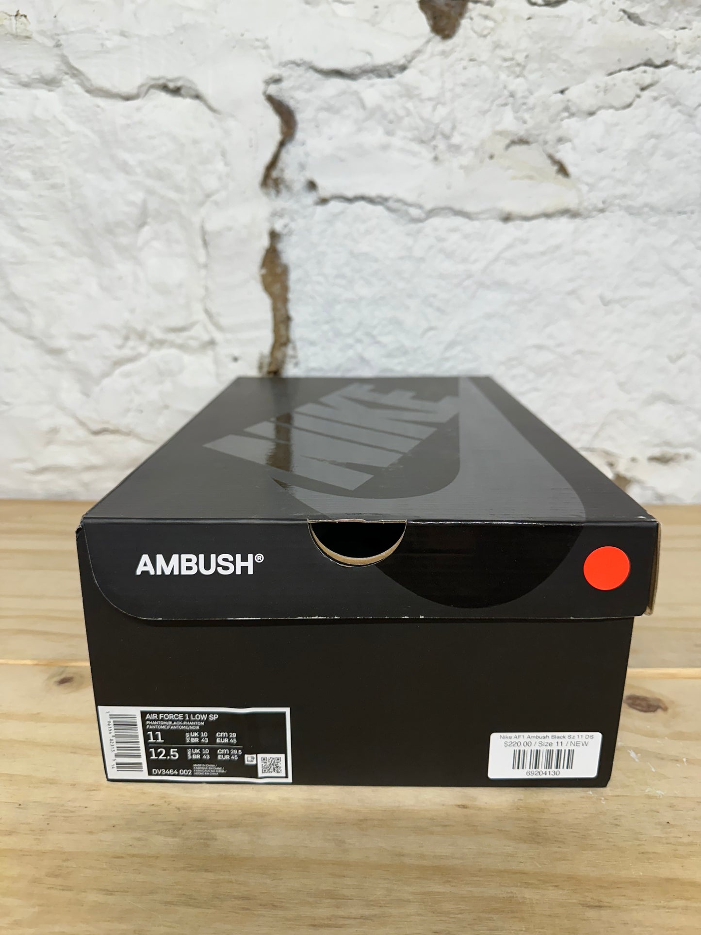 Nike Air Force 1 Low Ambush Black Sz 11 DS