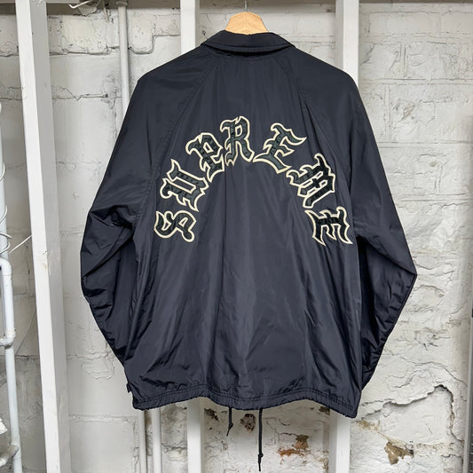 Supreme Back Spellout Black Coaches Jacket Sz M
