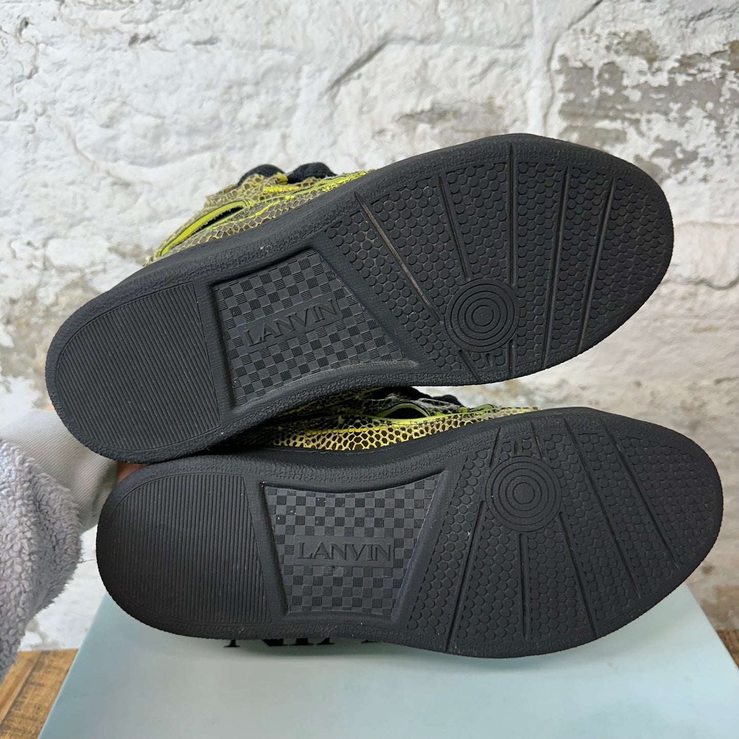 Lanvin Curb Neon Snakeskin Black Sneaker Sz 13 (46)