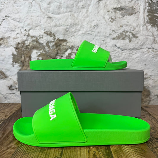 Balenciaga White Green Rubber Slide