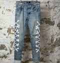 Amiri White Bone Blue Denim Jeans Sz 32