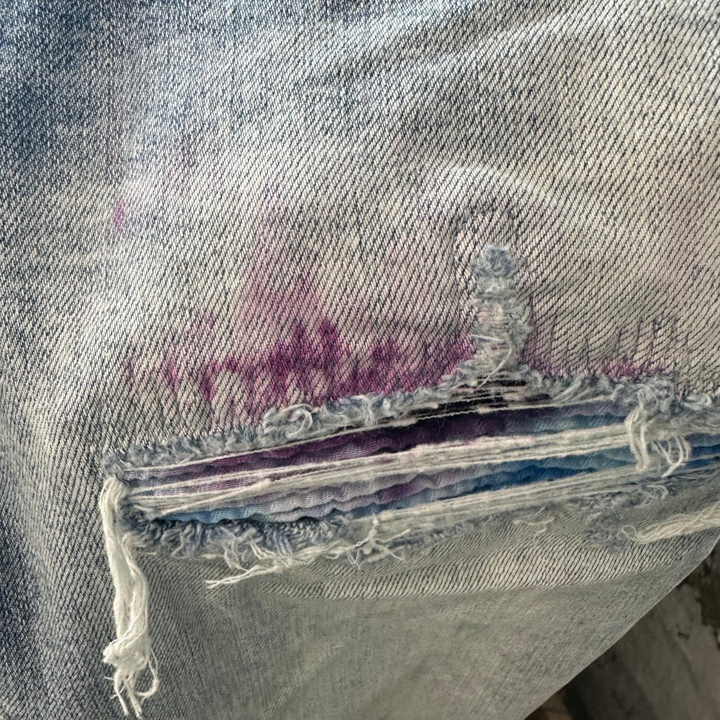 Amiri MX1 Multicolor Tie Dye Washed Blue Denim Jeans Sz 31