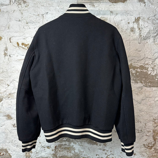 Off White Felt W Black Varsity Jacket Sz L