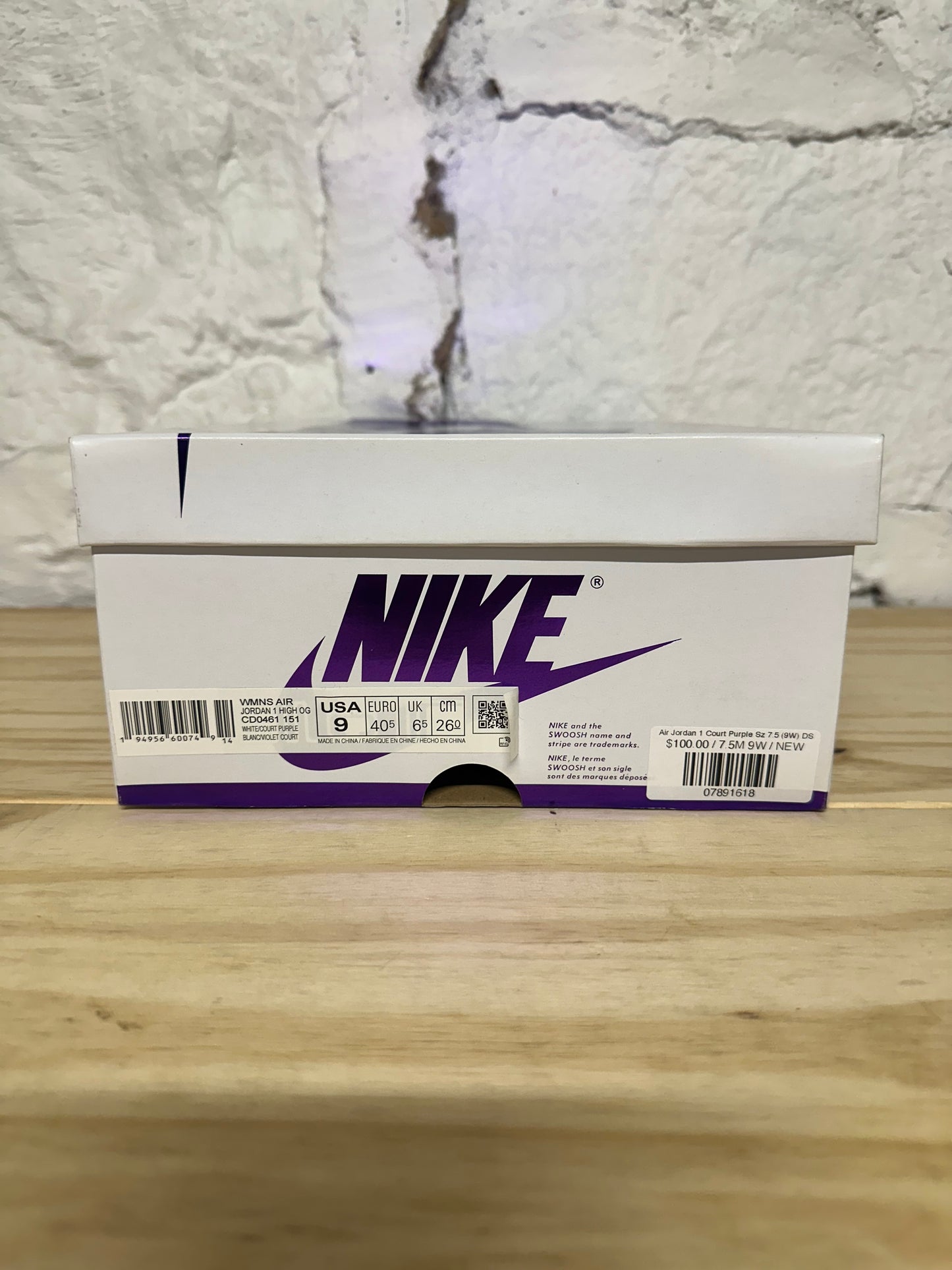 Air Jordan 1 High Court Purple Sz 7.5 (9W) DS