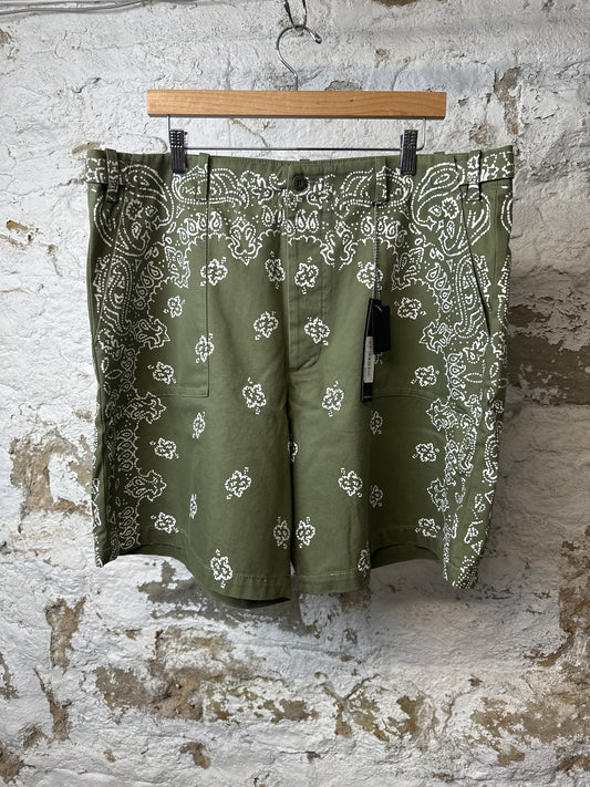 Amiri Green Paisley Cargo Shorts Sz 40 (56) DS