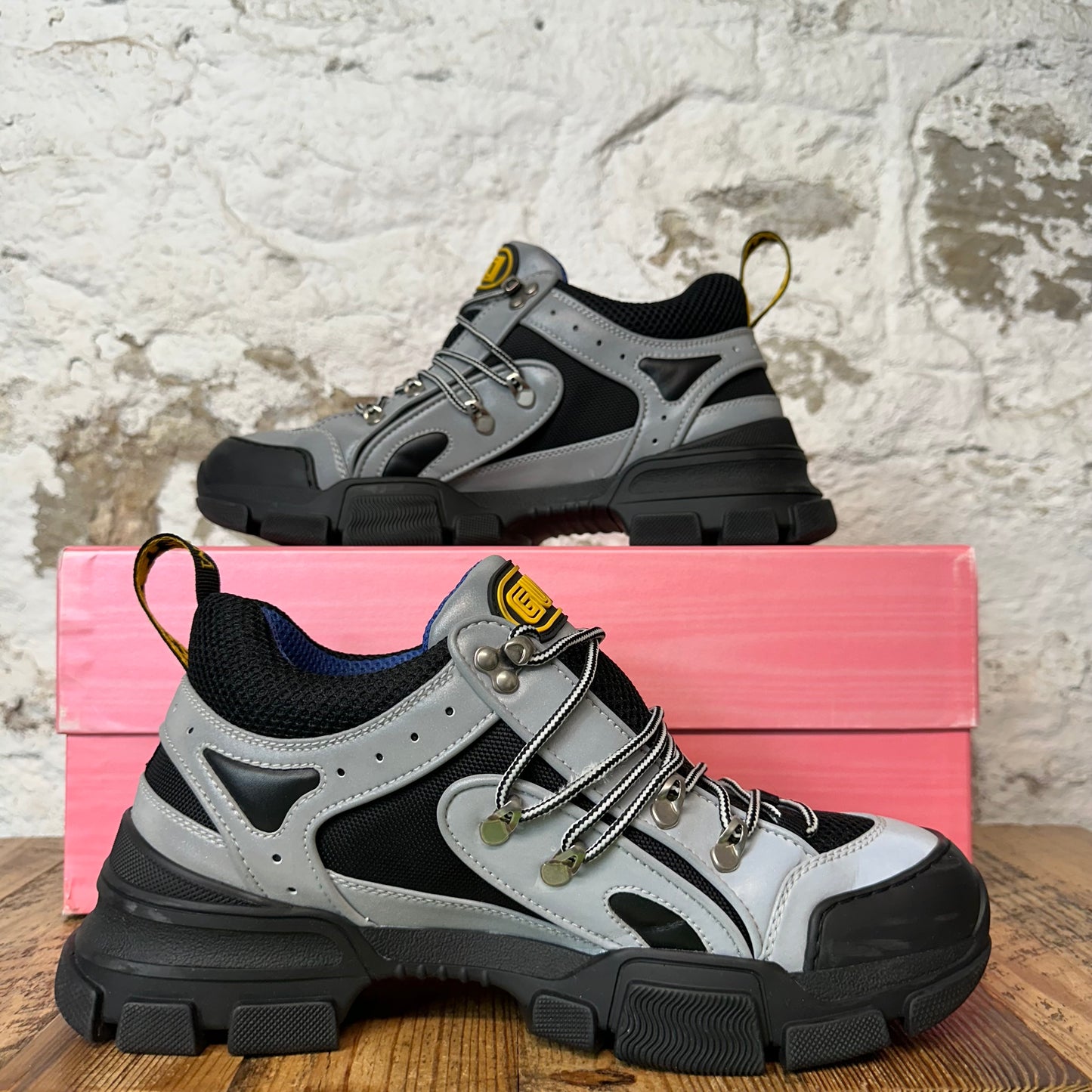 Gucci Flashtrek Grey Black Boot Sneaker Sz 9