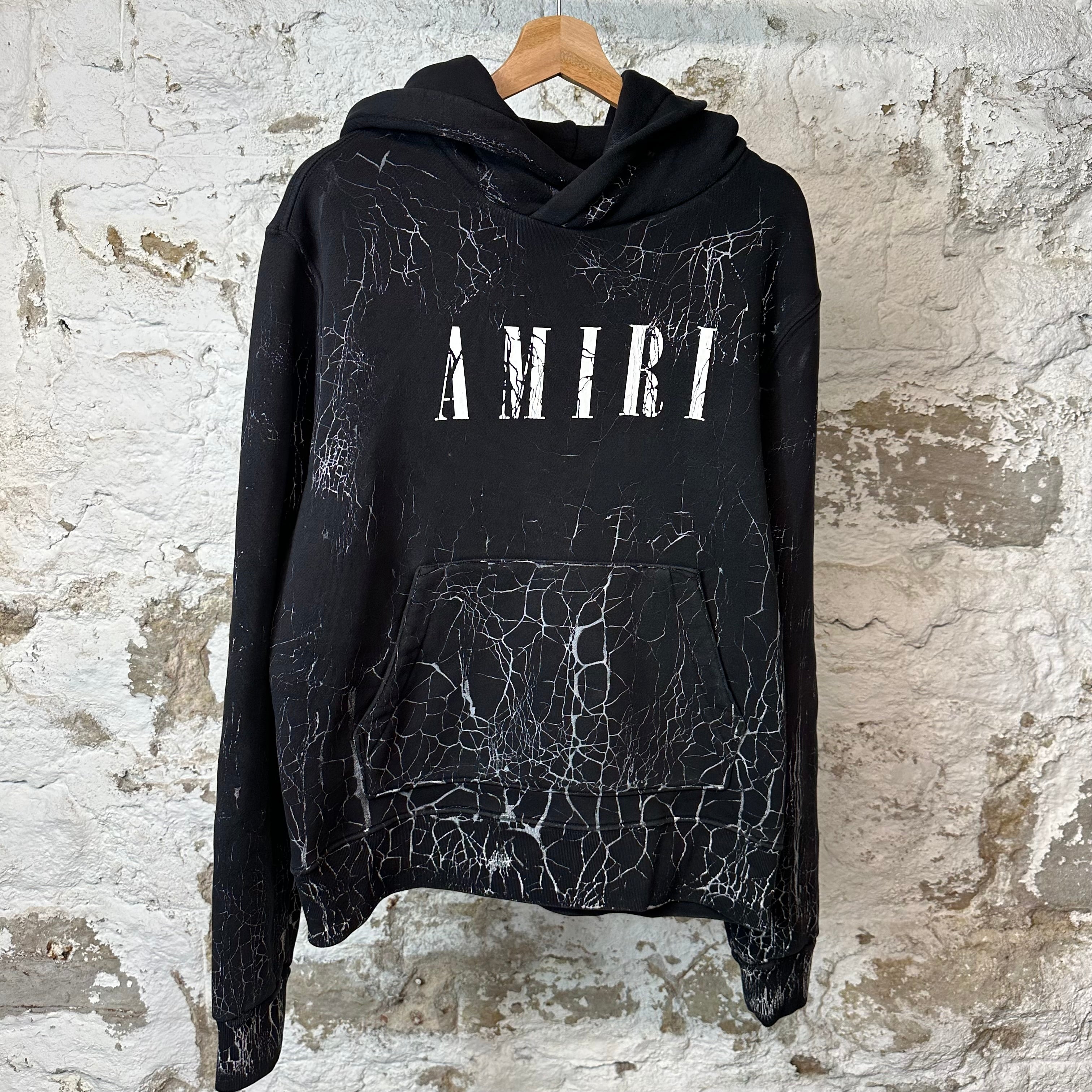 Amiri Cracked White Spell Hoodie Black Sz S