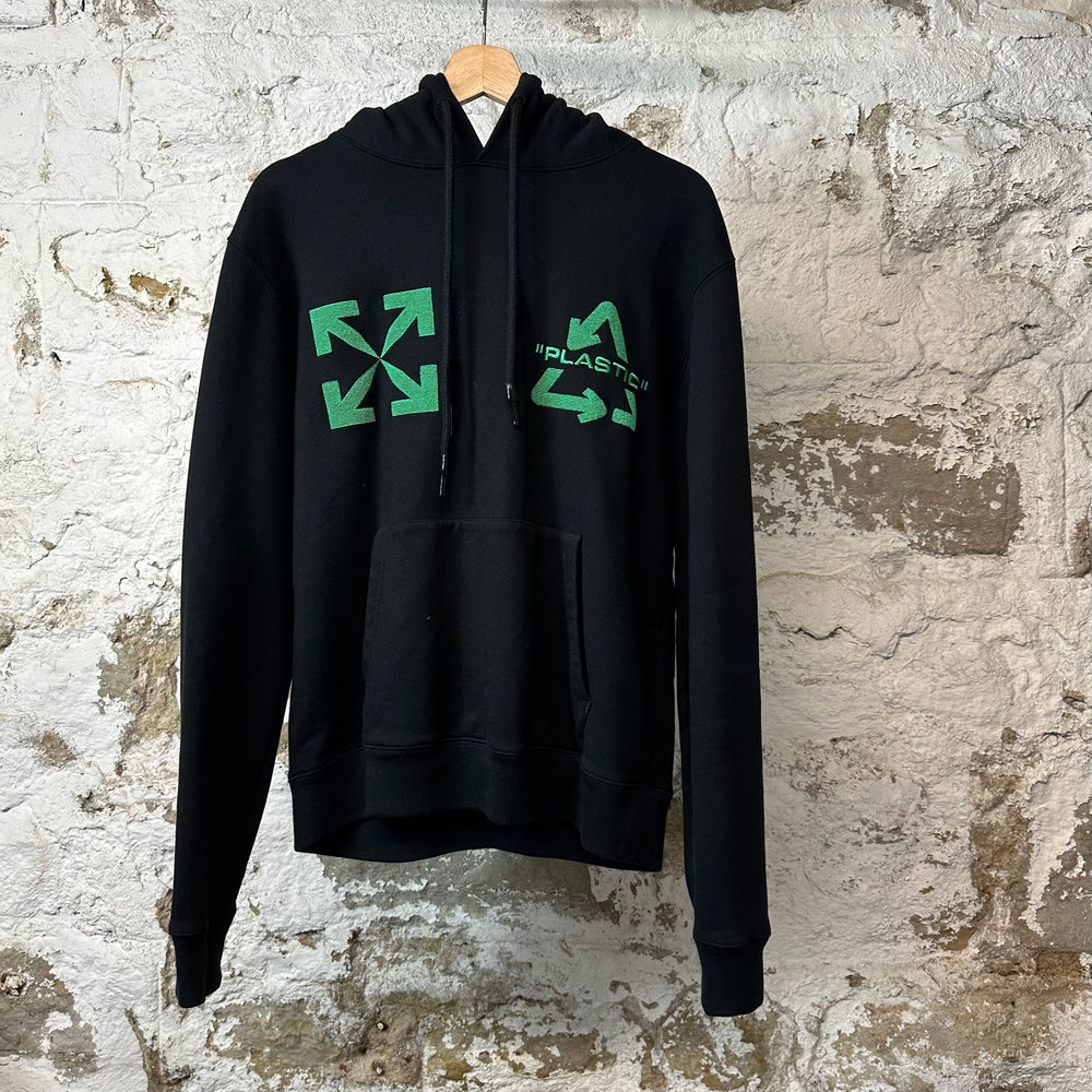 Off-White Green Plastic Logo Hoodie Black Sz S