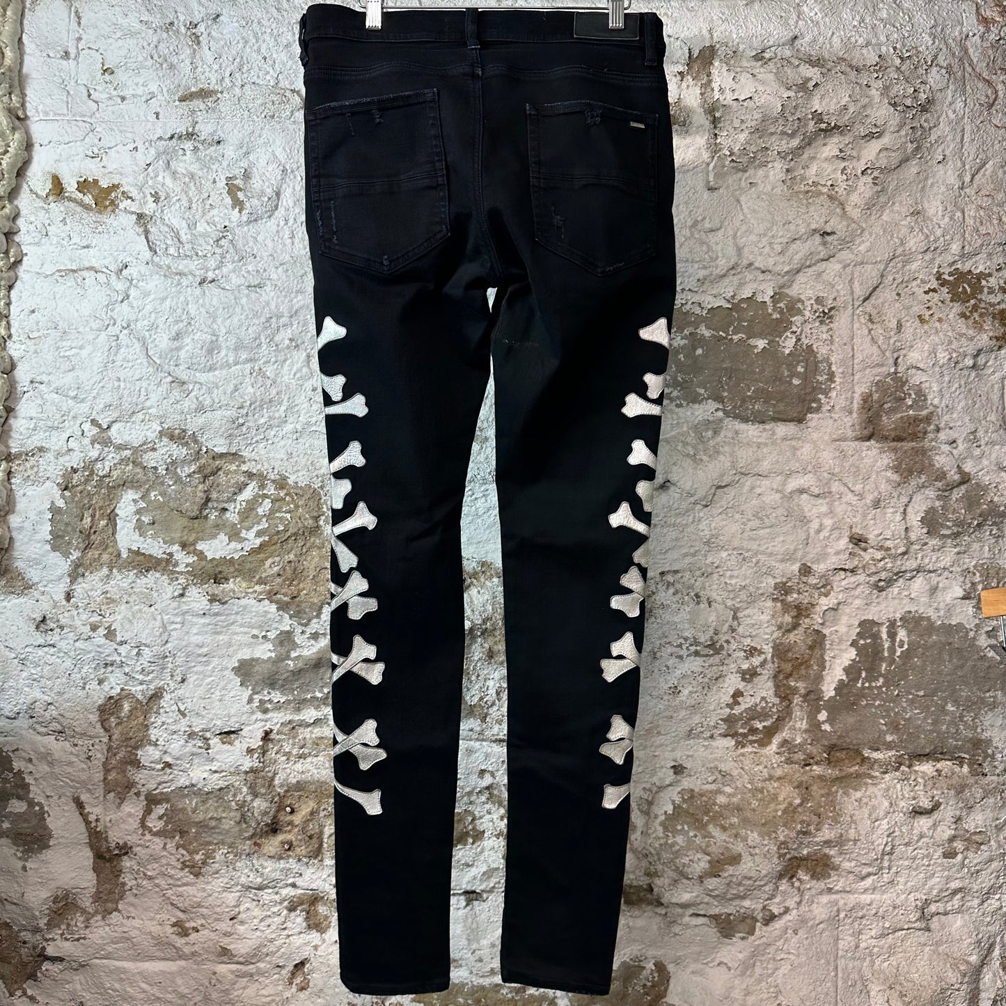 Amiri SIlver Bones Black Denim Jeans Sz 34